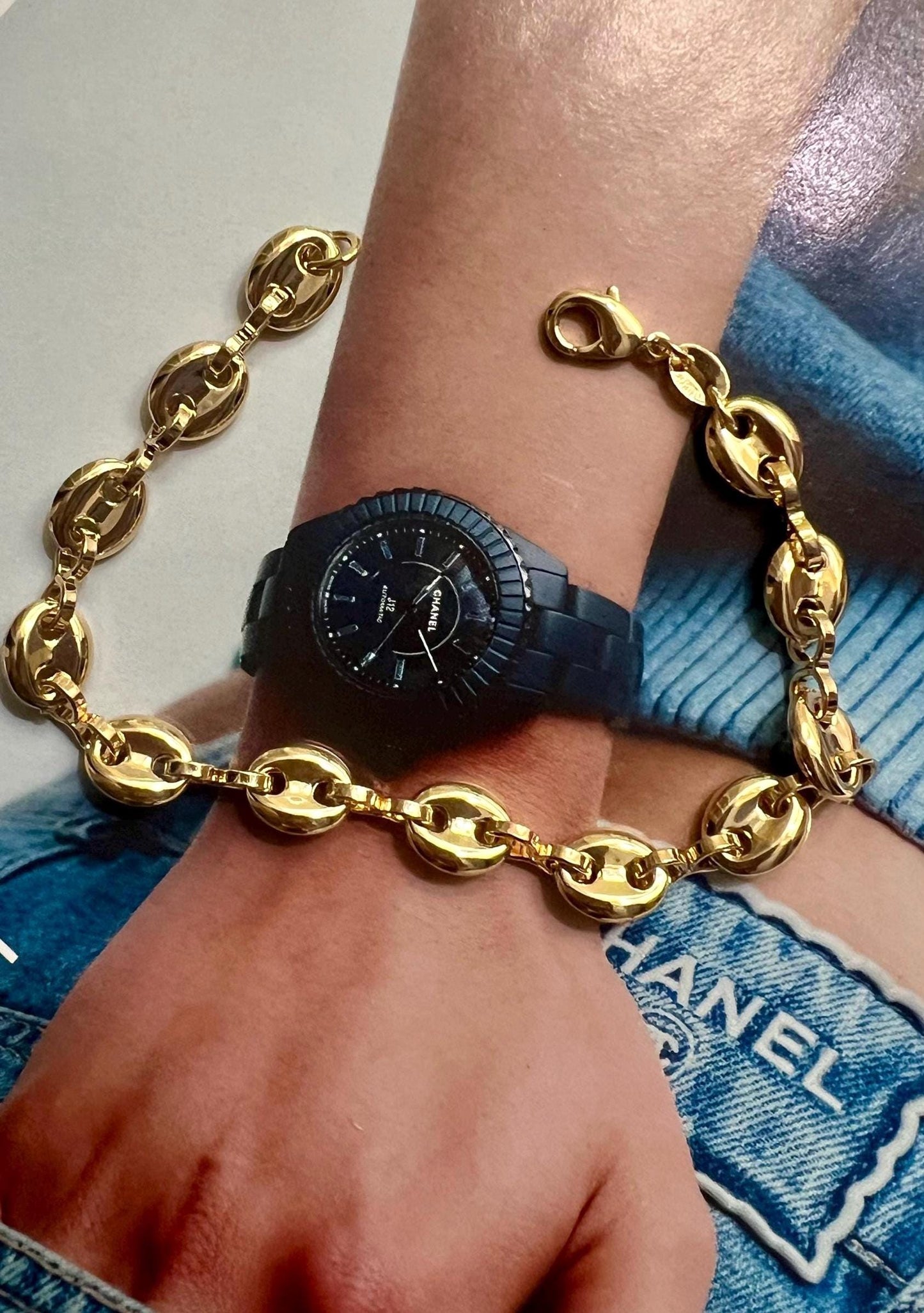 Puffy mariner bracelet,Mariner chain bracelet,mariner link bracelet, gold filled chunky bracelet,puffed mariner bracelet,everyday bracelet