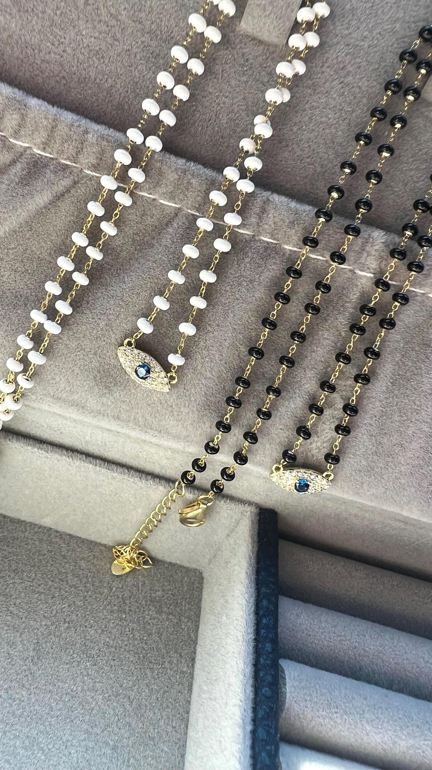 14 K Gold Plated Evil Eye Choker Necklace,Adjustable Beaded Dainty Necklace,Protection Jewelry,Layered Gold Choker for Women