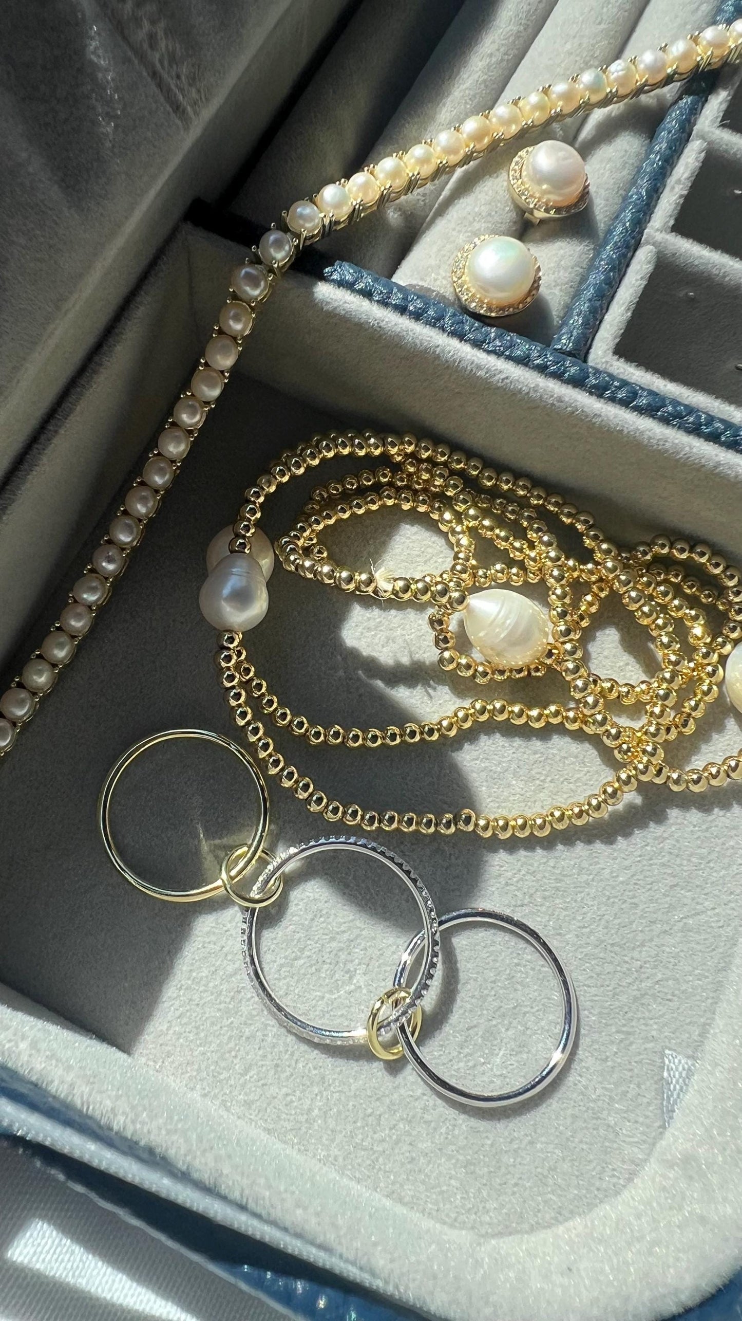 Gold Filled Beaded Stretch Bracelet: Stackable Freshwater Pearl Jewelry,Minimalist Stacking Jewelry